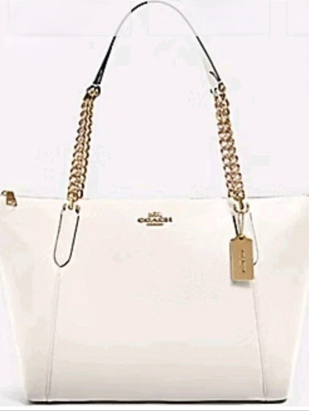Coach Ava Large Leather Tote Shoulder Bag Chalk Color NWT *Authentic Rare Color - Picture 2 of 4